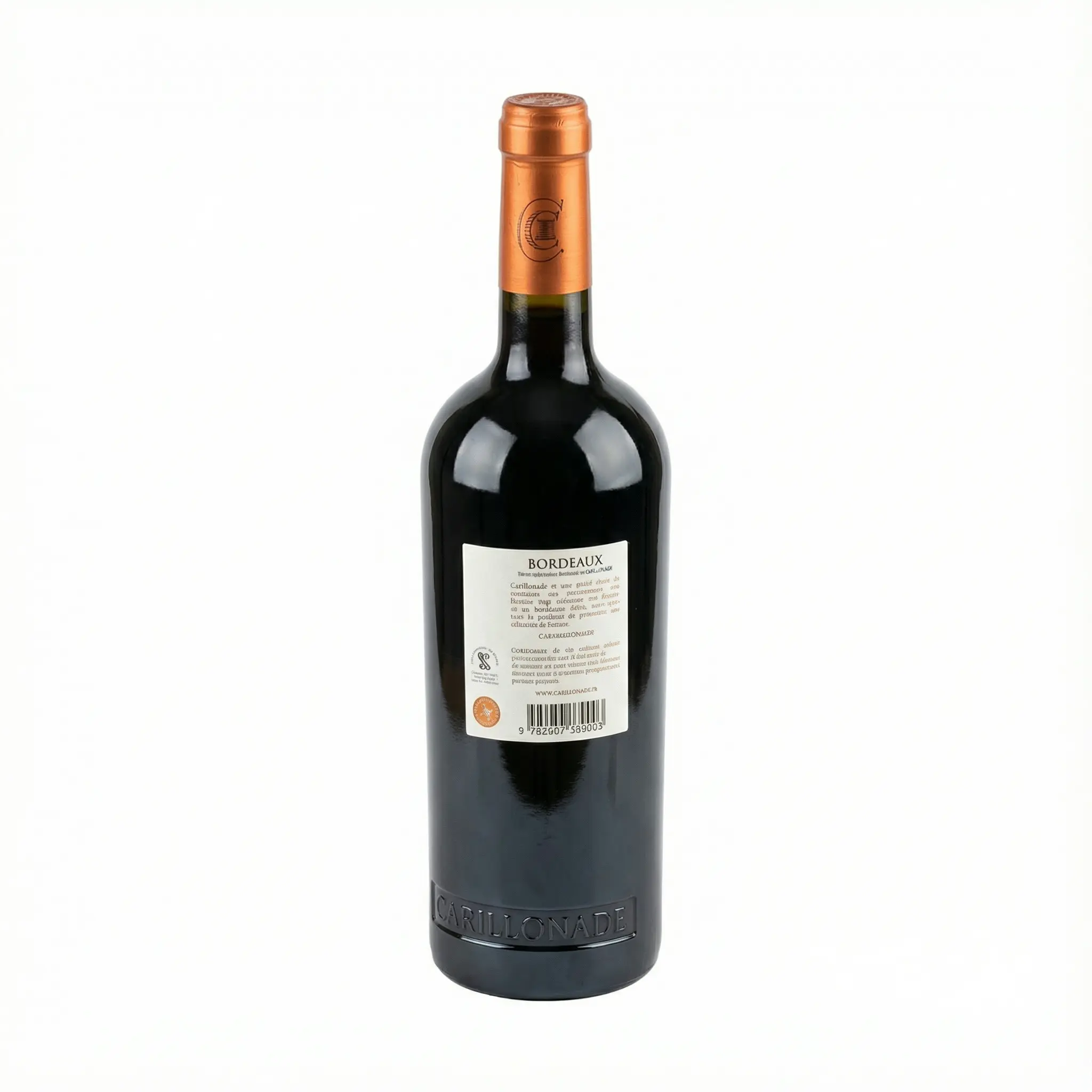 bouteille bordeaux rouge carillonade contre etiquette